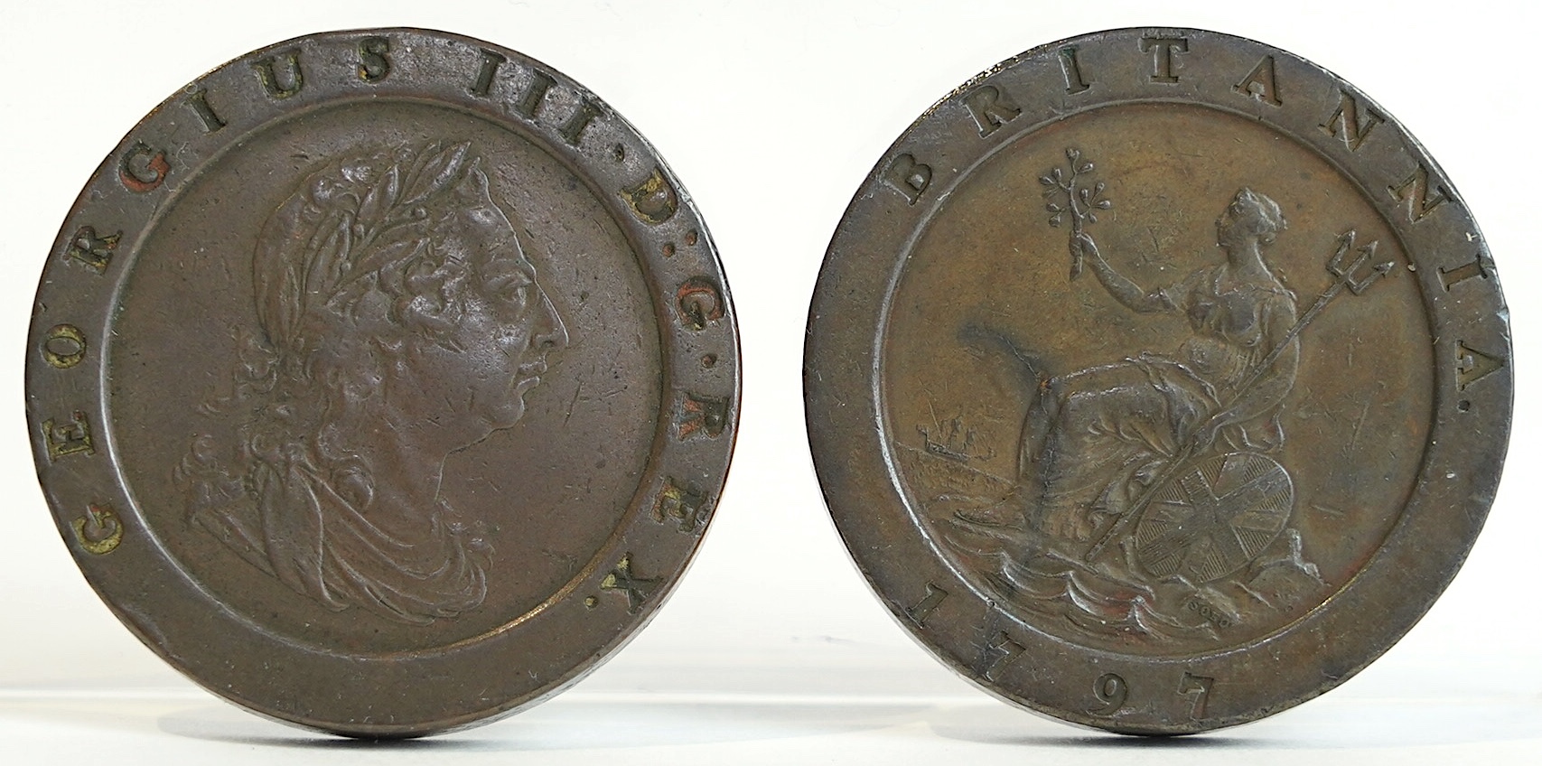 British coins, George III (1760-1820), two 1797 Soho Mint 